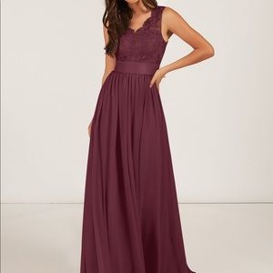 Azazie Bridesmaid Gertrude style dress in Cabernet color